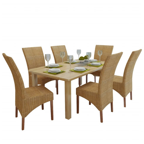 Swen Studio -  Dining Chairs 6 pcs Brown Natural Rattan